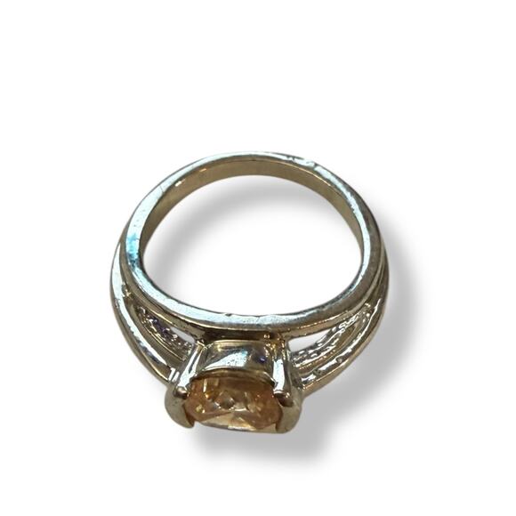 Light Citrine Orange Decorative Silver Ring Size 5.5 NEW - Picture 4 of 6